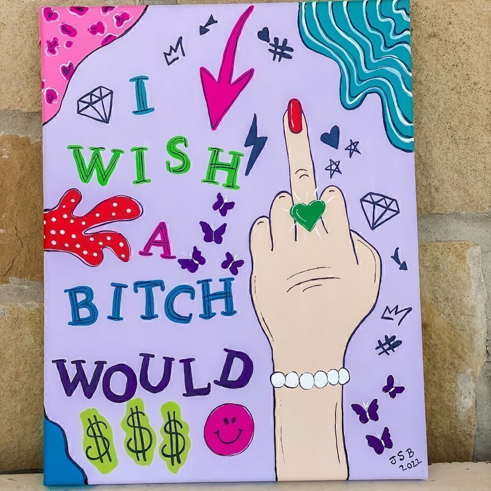 I Wish You Would Hand Painted Canvas - Picture 3 of 5